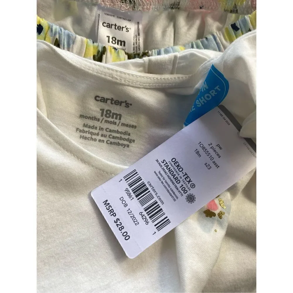 Carter's Baby Girl 18M 2-Piece Bunny Tee & Floral Skort Set